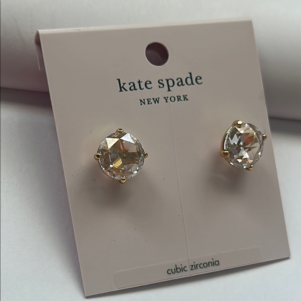 NWT Kate Spade Sparkling Gold/Clear Cubic Zirconia Earrings